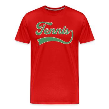 Lettrage tennis - T-shirt bio Premium Homme - rouge - Devant - Damien (186cm)