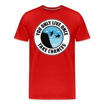 Wingsuit flying Base Jumping Skydiving Wingsuiting - Men's Premium Organic T-Shirt - red - Front - Damien (186cm)