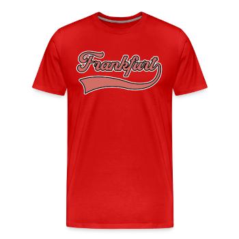Frankfurt Schriftzug - Männer Premium Bio T-Shirt - Rot - Vorne - Damien (186cm)
