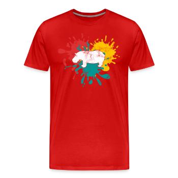 Nilpferd Silhouette - Männer Premium Bio T-Shirt - Rot - Vorne - Damien (186cm)