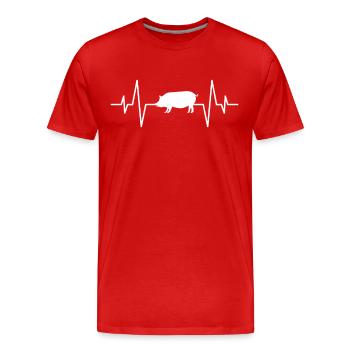 Battement de cœur de porc - T-shirt bio Premium Homme - rouge - Devant - Damien (186cm)