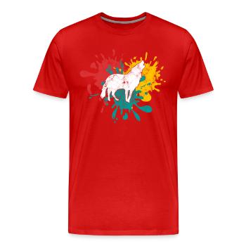 Wolf Silhouette - Men's Premium Organic T-Shirt - red - Front - Damien (186cm)