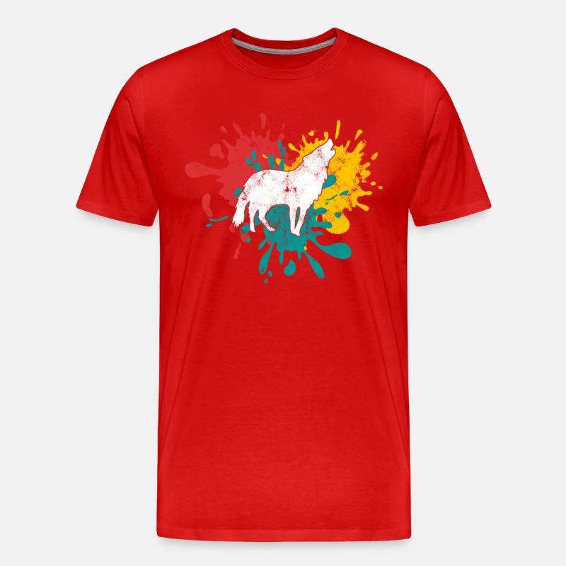 Wolf Silhouette - Männer Premium Bio T-Shirt - Rot