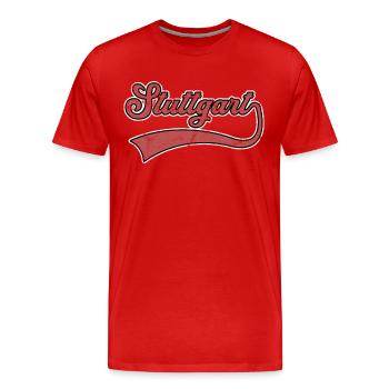 Lettrage de Stuttgart - T-shirt bio Premium Homme - rouge - Devant - Damien (186cm)