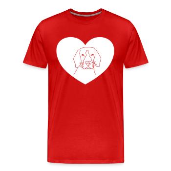 Cœur de tête de chien - T-shirt bio Premium Homme - rouge - Devant - Damien (186cm)