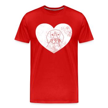 Hund Hundekopf Retro - Männer Premium Bio T-Shirt - Rot - Vorne - Damien (186cm)
