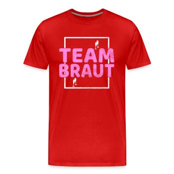 Team Bride - Men's Premium Organic T-Shirt - red - Front - Damien (186cm)