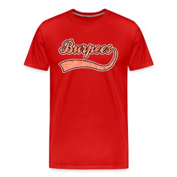 Burpees Schriftzug - Männer Premium Bio T-Shirt - Rot - Vorne - Damien (186cm)
