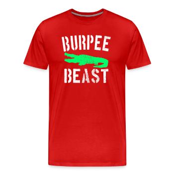 Burpee Beast - Men's Premium Organic T-Shirt - red - Front - Damien (186cm)