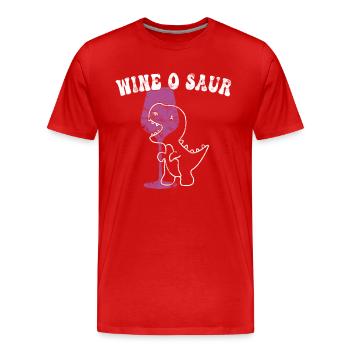 lustiger Wein Dinosaurier Spruch - Männer Premium Bio T-Shirt - Rot - Vorne - Damien (186cm)