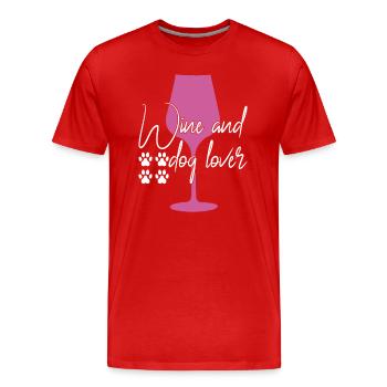 Wein und Hundeliebhaber - Männer Premium Bio T-Shirt - Rot - Vorne - Damien (186cm)