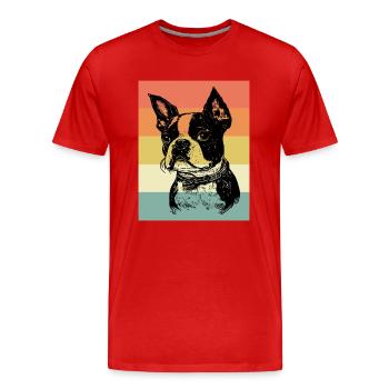 Boston Terrier - T-shirt bio Premium Homme - rouge - Devant - Damien (186cm)