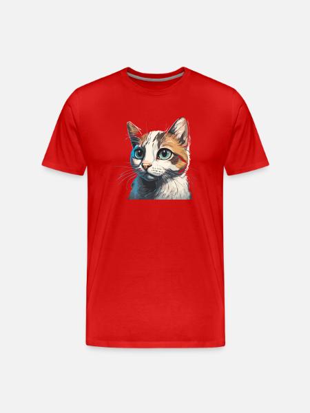 Dessin de chat mignon - T-shirt bio Premium Homme - rouge