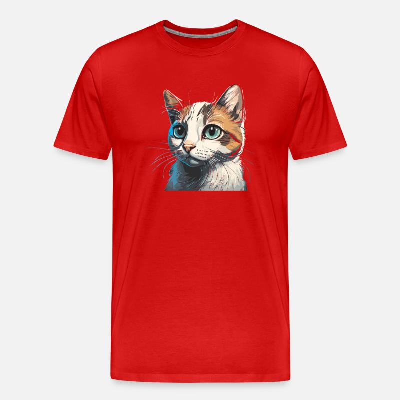 Dessin de chat mignon - T-shirt bio Premium Homme - rouge