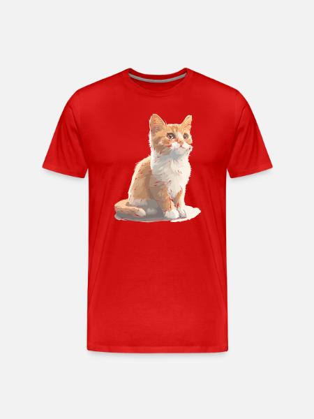 Cat cute cat drawing - Men's Premium Organic T-Shirt - red