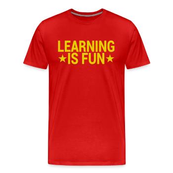 Learning Fun Saying - Men's Premium Organic T-Shirt - red - Front - Damien (186cm)