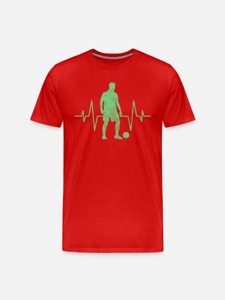 Fußball Herzschlag - Männer Premium Bio T-Shirt - Rot