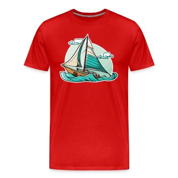 Boat Sailboat Sailing - Men's Premium Organic T-Shirt - red - Front - Damien (186cm)