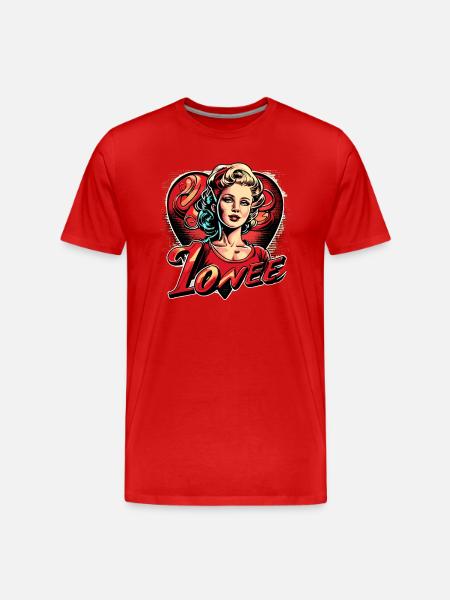 Love In Love Logo - Men's Premium Organic T-Shirt - red