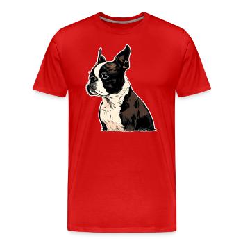 Boston Terrier - T-shirt bio Premium Homme - rouge - Devant - Damien (186cm)