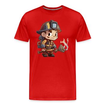 Style Fireman Cartoon - T-shirt bio Premium Homme - rouge - Devant - Damien (186cm)