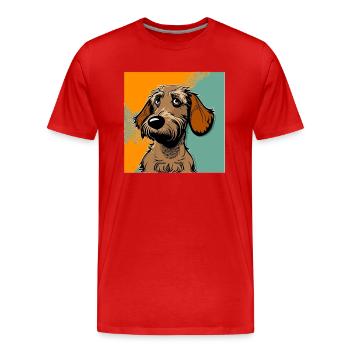 Dog in comic style - Men's Premium Organic T-Shirt - red - Front - Damien (186cm)