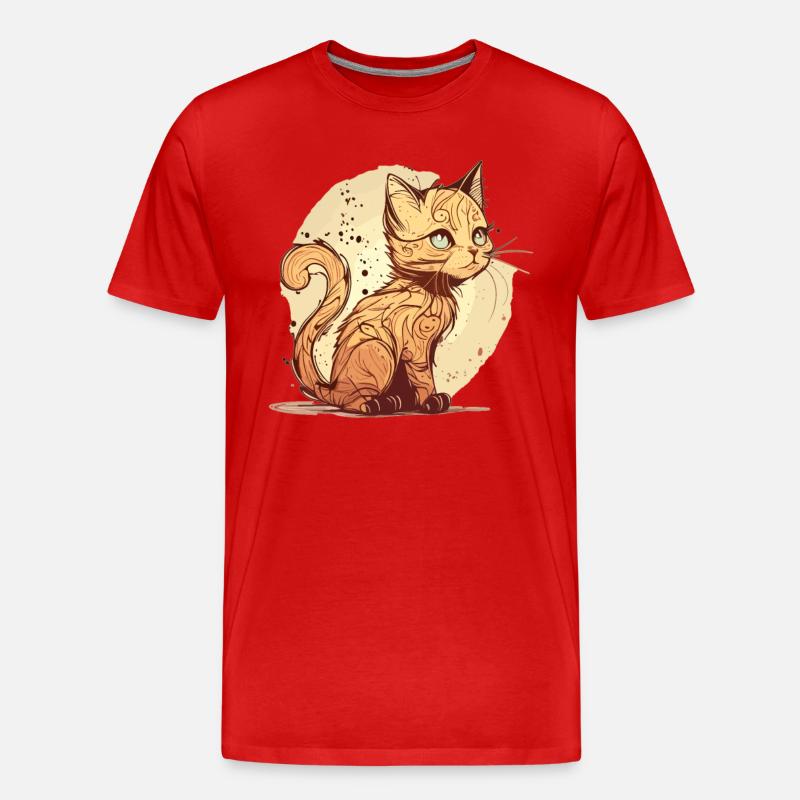 Katze im comic style - Männer Premium Bio T-Shirt - Rot