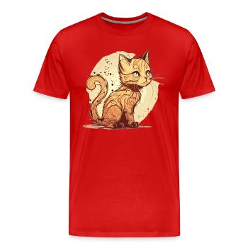 Cat in comic style - Men's Premium Organic T-Shirt - red - Front - Damien (186cm)