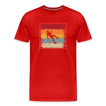 Klettern Retro - Männer Premium Bio T-Shirt - Rot - Vorne - Damien (186cm)