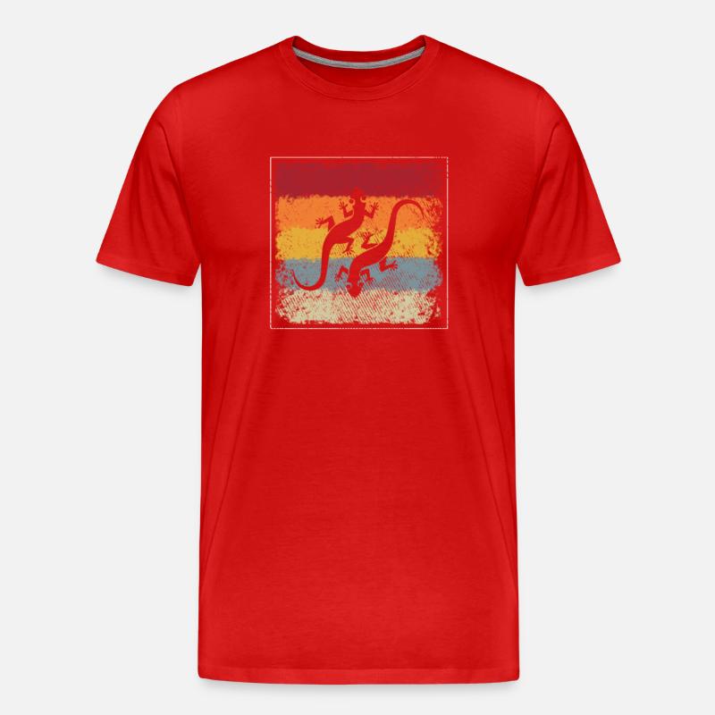Eidechse Retro - Männer Premium Bio T-Shirt - Rot