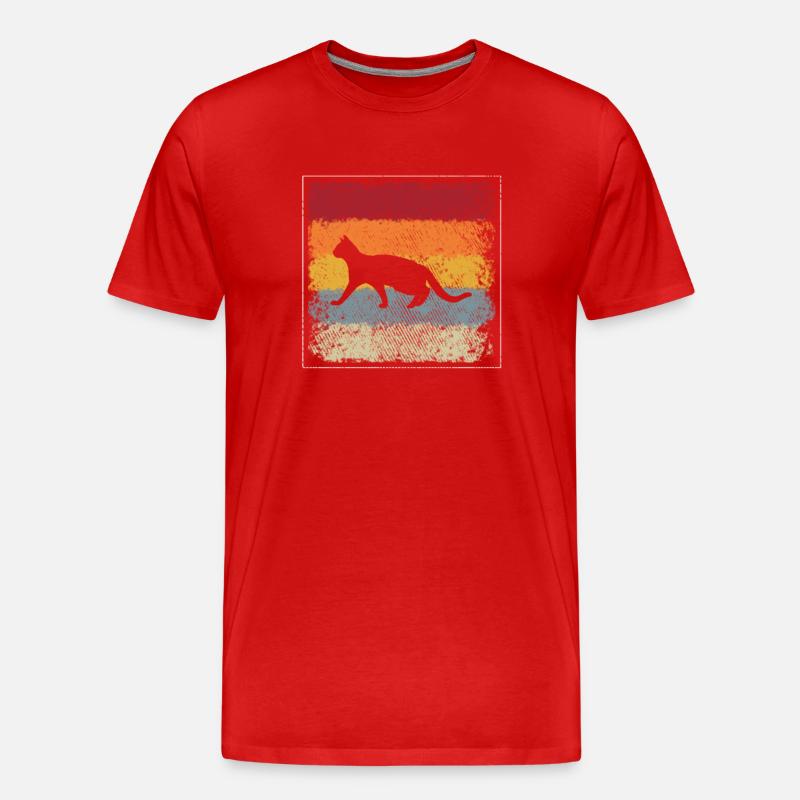 Katze Retro - Männer Premium Bio T-Shirt - Rot