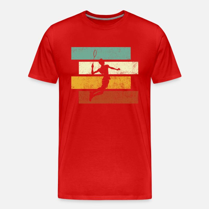 Badminton Retro - Männer Premium Bio T-Shirt - Rot