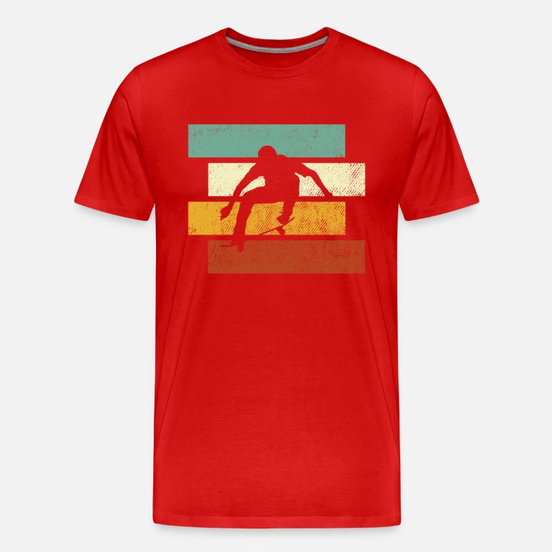 Skating Retro - Männer Premium Bio T-Shirt - Rot