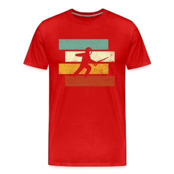 Fechten Retro - Männer Premium Bio T-Shirt - Rot - Vorne - Damien (186cm)