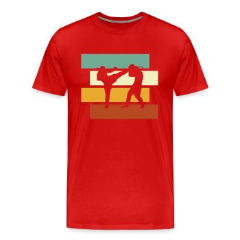 Kampfsport Retro - Männer Premium Bio T-Shirt - Rot - Vorne - Damien (186cm)