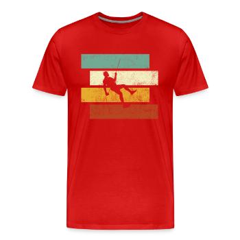 Klettern Retro - Männer Premium Bio T-Shirt - Rot - Vorne - Damien (186cm)