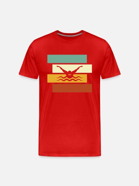 Natation Rétro - T-shirt bio Premium Homme - rouge