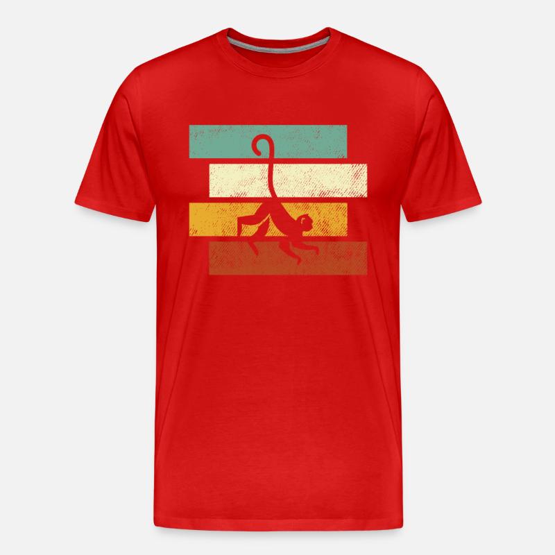 Affe Retro - Männer Premium Bio T-Shirt - Rot