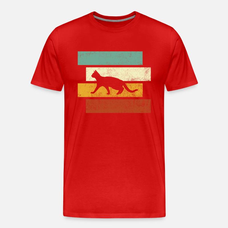 Katze Retro - Männer Premium Bio T-Shirt - Rot