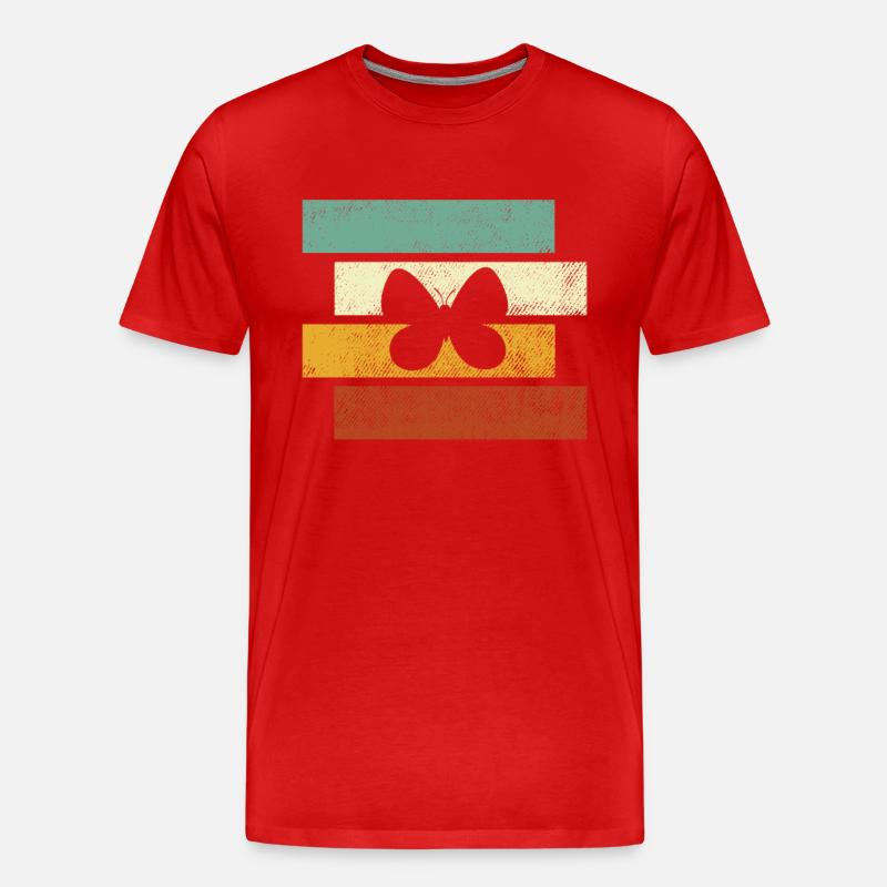 Schmetterling Retro - Männer Premium Bio T-Shirt - Rot