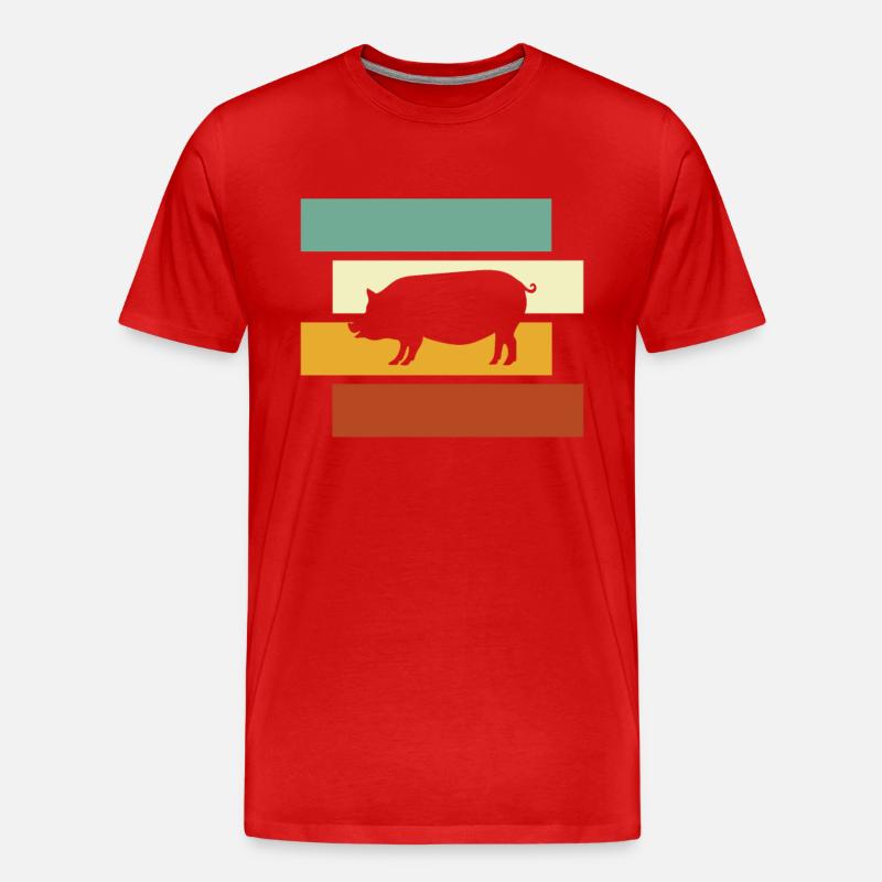 Schwein Retro - Männer Premium Bio T-Shirt - Rot