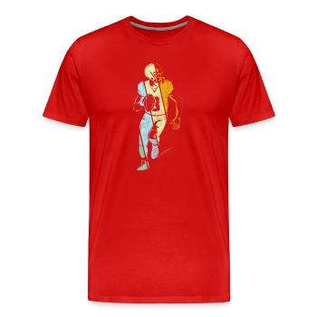 Football Retro - Men's Premium Organic T-Shirt - red - Front - Damien (186cm)