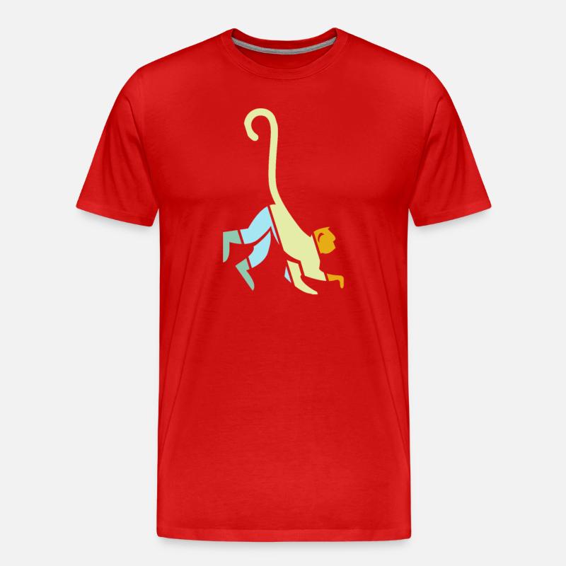 Affe Retro - Männer Premium Bio T-Shirt - Rot