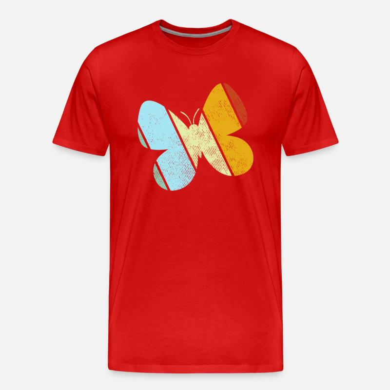 Schmetterling Retro - Männer Premium Bio T-Shirt - Rot