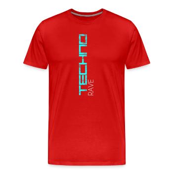 Techno Rave - T-shirt bio Premium Homme - rouge - Devant - Damien (186cm)