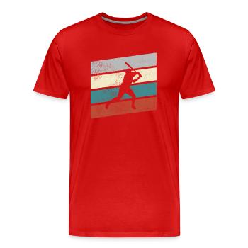 Baseball Rétro - T-shirt bio Premium Homme - rouge - Devant - Damien (186cm)
