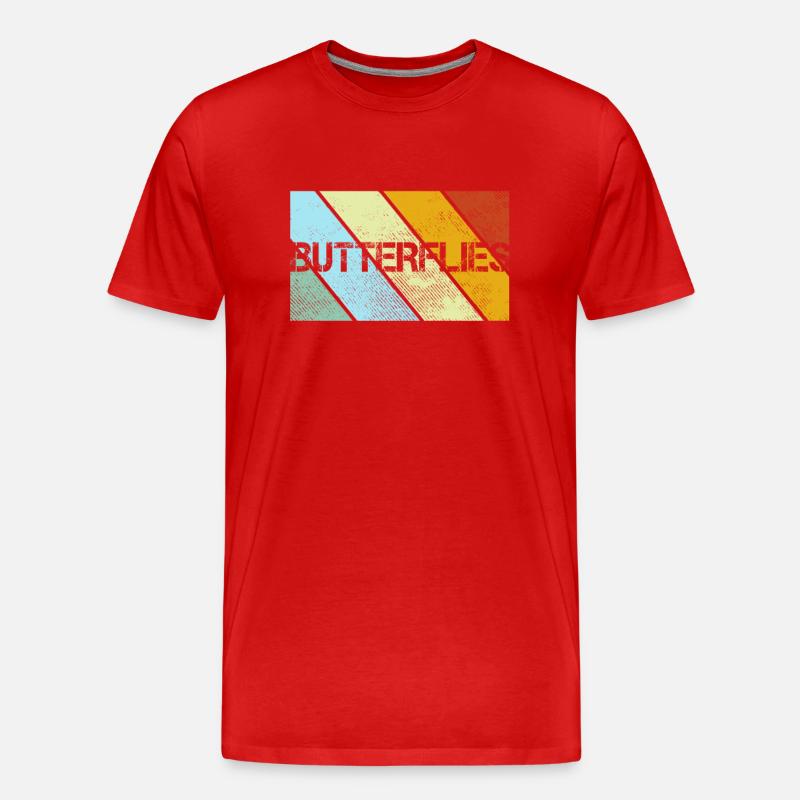 Schmetterlinge Retro - Männer Premium Bio T-Shirt - Rot