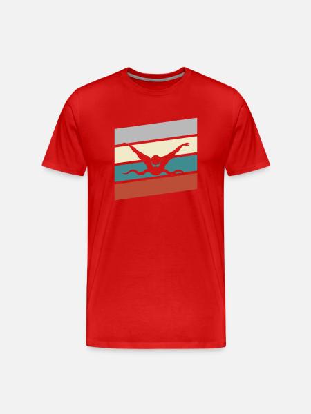 Natation Rétro - T-shirt bio Premium Homme - rouge