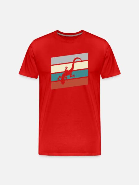 Eidechse Retro - Männer Premium Bio T-Shirt - Rot