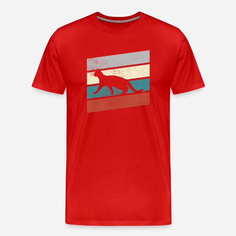 Katze Retro - Männer Premium Bio T-Shirt - Rot